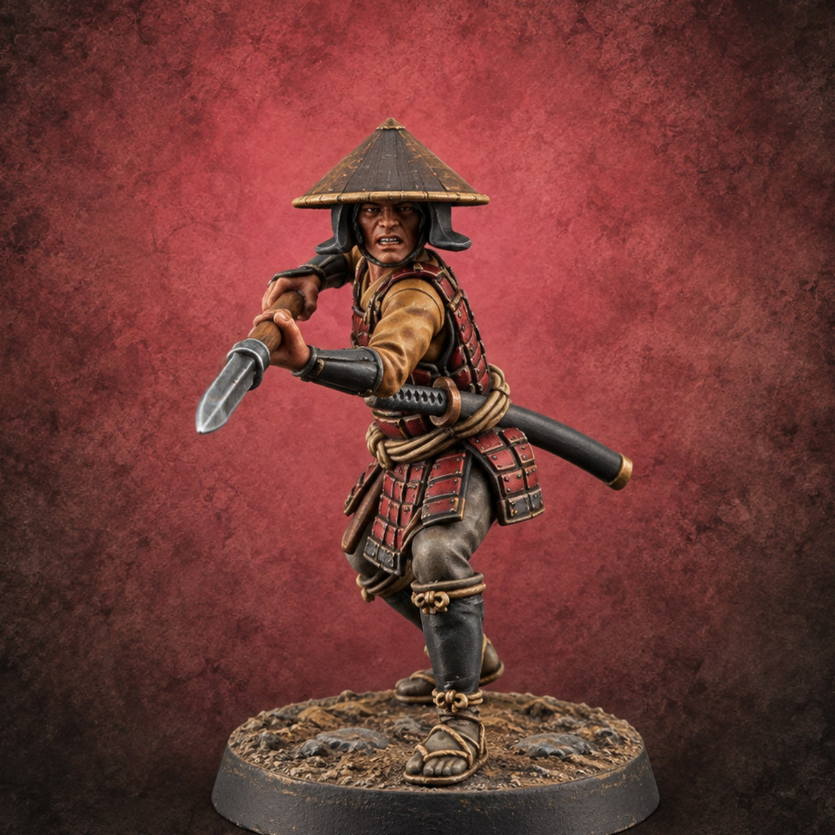 Digging In Human Ashigaru Spearman D — painted concept preview (miniature supplied unpainted)