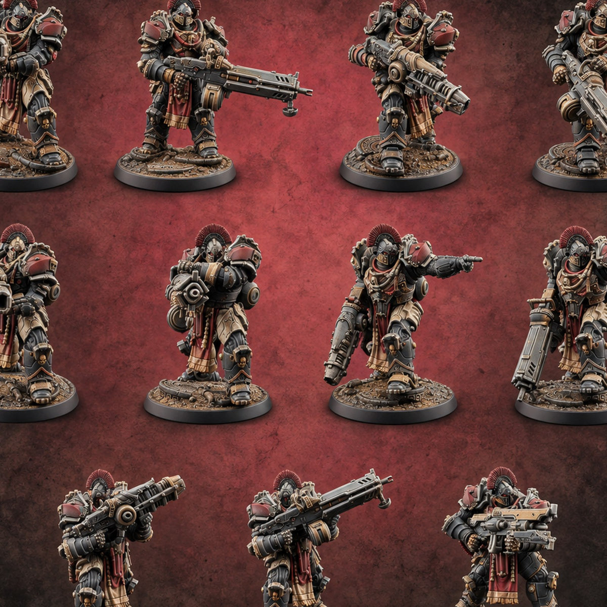 Armed to Overwhelm Human Heavy Gunners — painted concept preview (miniature supplied unpainted)