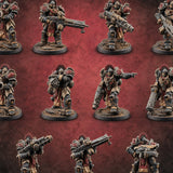 Armed to Overwhelm Human Heavy Gunners — painted concept preview (miniature supplied unpainted)