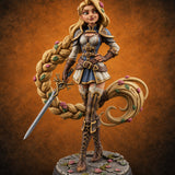 Hand on Hip, Braid in Orbit Human Swordswoman — painted concept preview (miniature supplied unpainted)