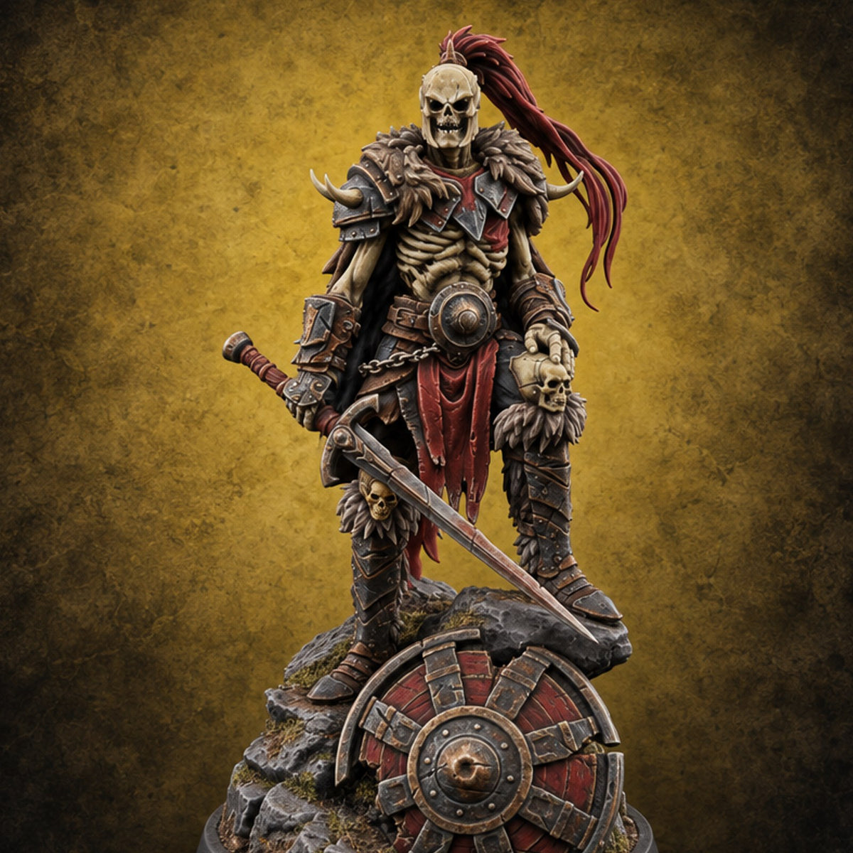 Ponytail Outlasted the Pulse Skeleton Sword Warrior A — painted concept preview (miniature supplied unpainted)