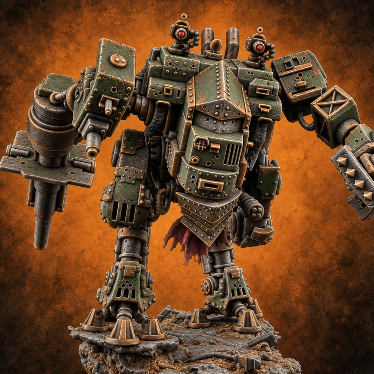 Pick Your Arms, Pick Your Funeral Warforged Heavy War Walker D — painted concept preview (miniature supplied unpainted)