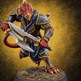 Dojo Under Dragon Skies Dragonborn Swordmaster E — painted concept preview (miniature supplied unpainted)