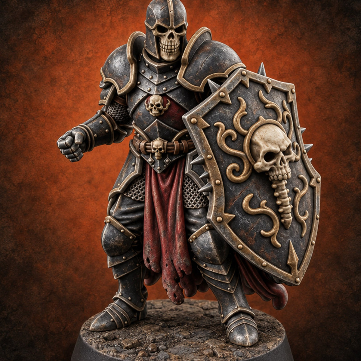 Oaths Outlived Death Knight Shield Warrior E — painted concept preview (miniature supplied unpainted)