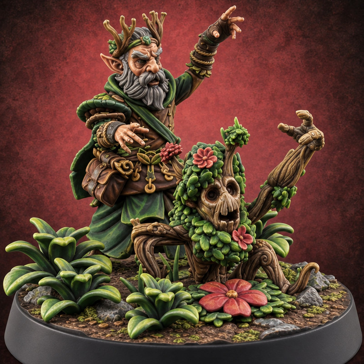 Leaf No One Behind Human Forest Druid F — painted concept preview (miniature supplied unpainted)