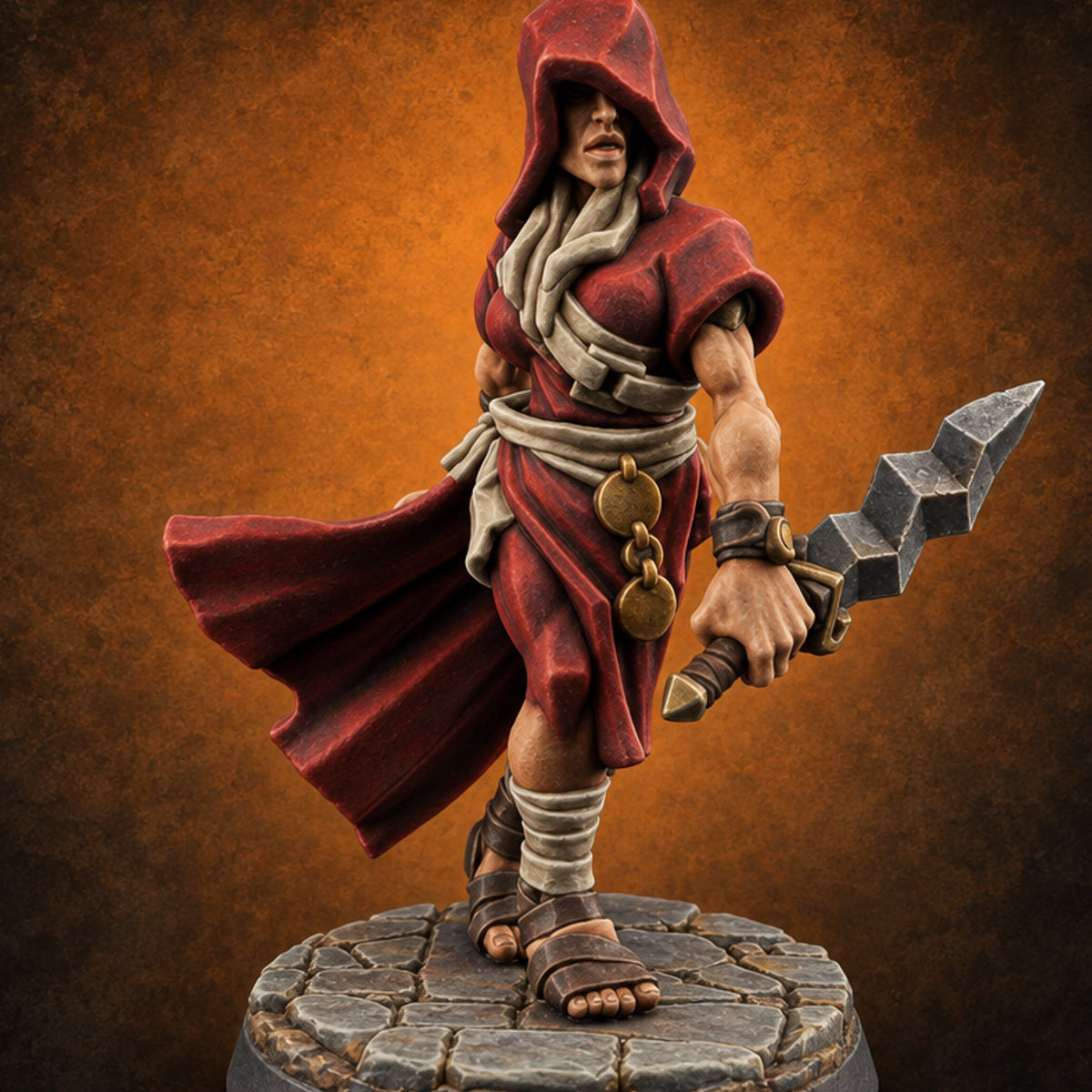 Hoods Up, Rite Begun Human Cultist A — painted concept preview (miniature supplied unpainted)