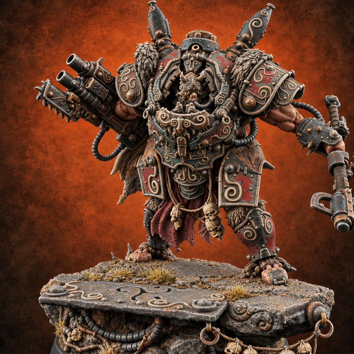 Skulls Dangling Ogre Armoured Brute C — painted concept preview (miniature supplied unpainted)