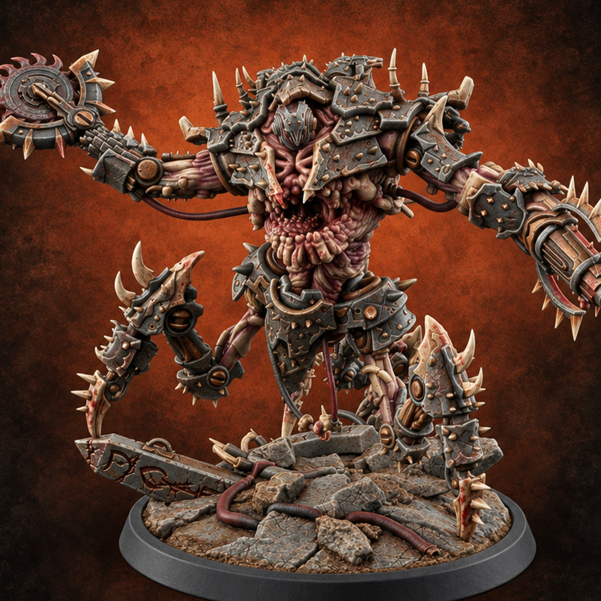 Debris Has Opinions Flesh Golem Spiked Brute A — painted concept preview (miniature supplied unpainted)