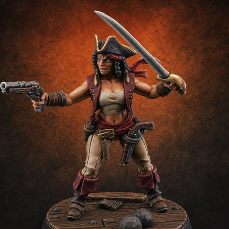 Blade High, Pistol Ready Human Pirate Miniature for Dungeons and Dragons, Pathfinder or other TTRPGs