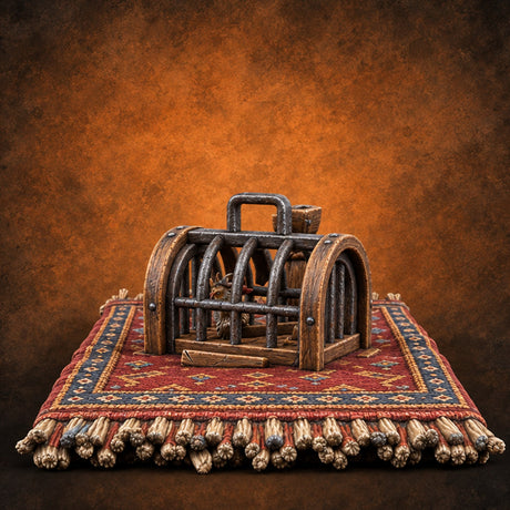 Rug Merchant's Roving Menagerie Pet Cage on Carpet — painted concept preview (terrain supplied unpainted)