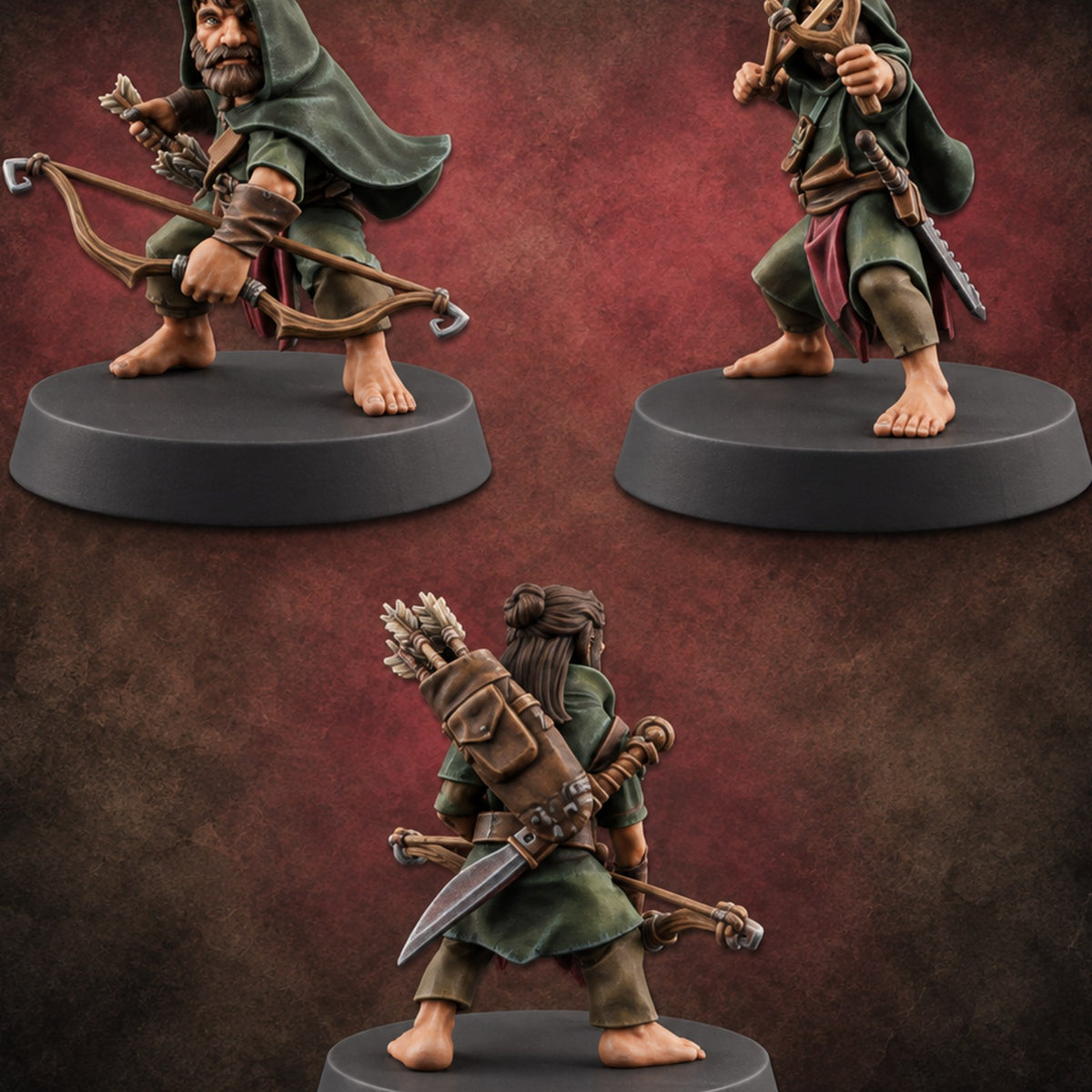 Small Steps, Certain Shots Halfling Hunters — painted concept preview (miniature supplied unpainted)