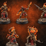 Skulls Aflame Skeleton Warriors with Boss — painted concept preview (miniature supplied unpainted)