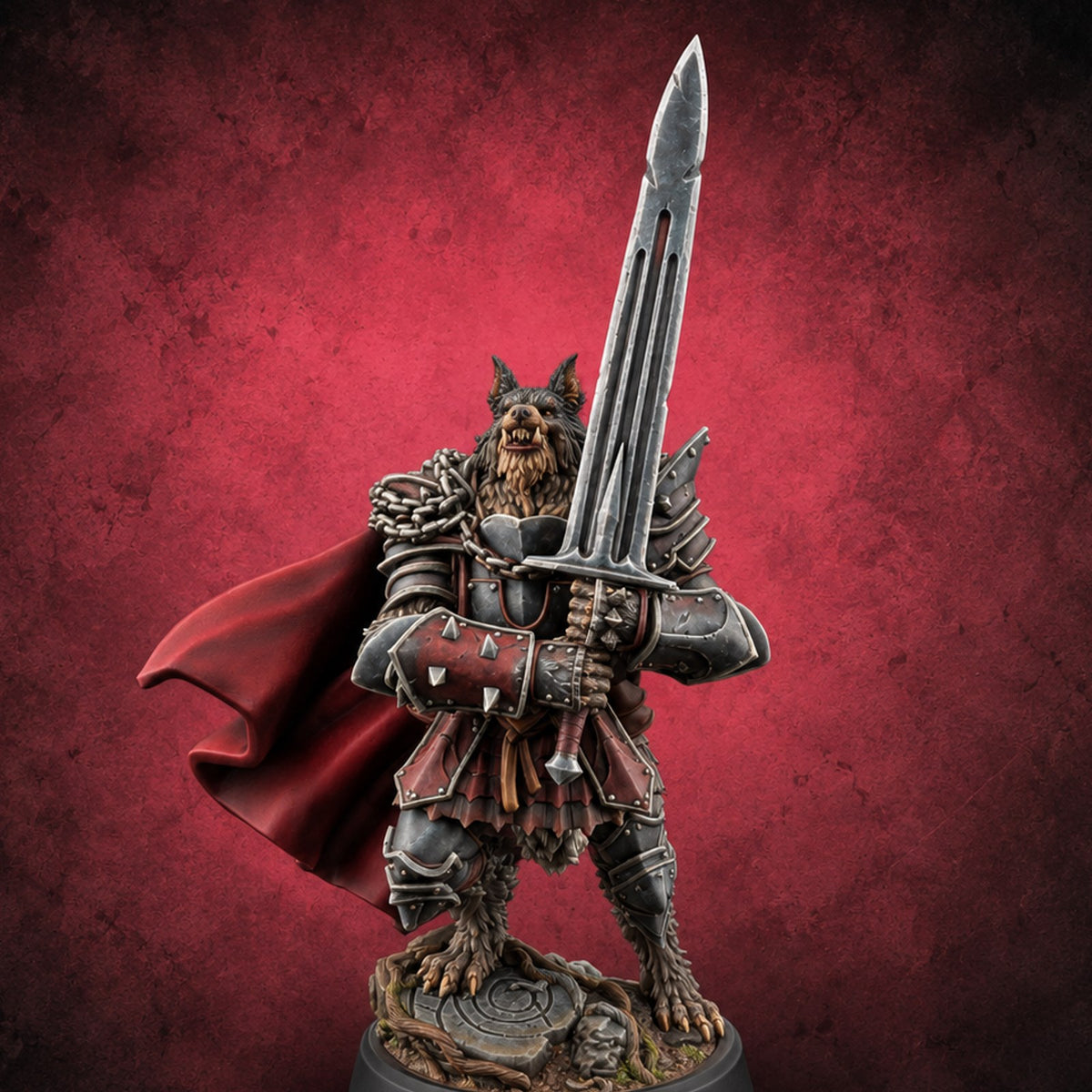 The Howl Meets Steel Werewolf Greatsword Warrior — painted concept preview (miniature supplied unpainted)