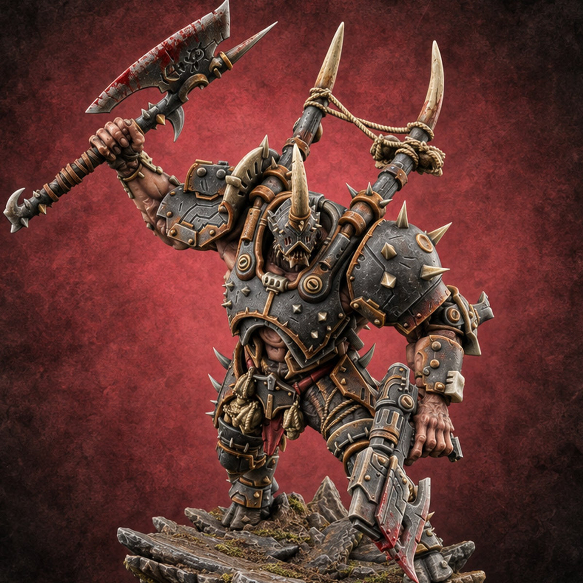 Heavy Metal, Heavier Hands Ogre Armoured Brute B — painted concept preview (miniature supplied unpainted)