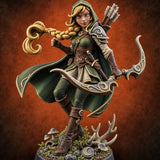 Moonlit Trail, Braid Swinging Elf Archer Ranger — painted concept preview (miniature supplied unpainted)