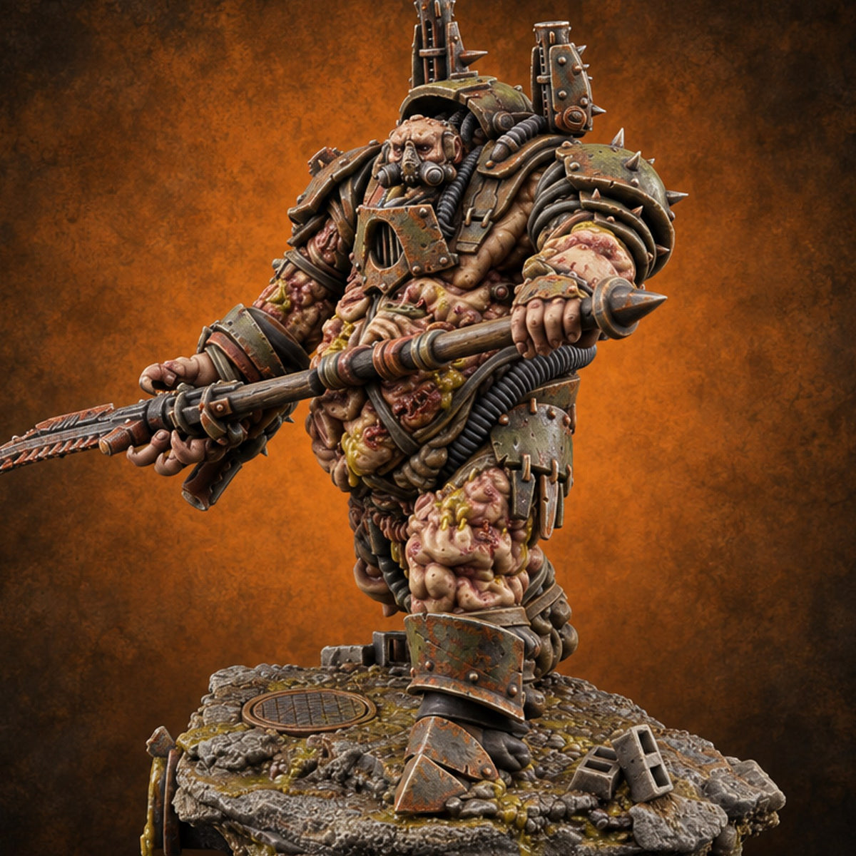 Pus and Circumstance Ogre Armoured Warrior C — painted concept preview (miniature supplied unpainted)