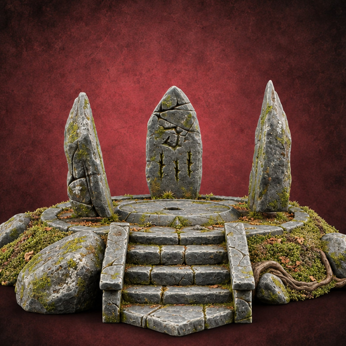 Wardens of the Mossy Threshold Forest Shrine Terrain A — painted concept preview (terrain supplied unpainted)