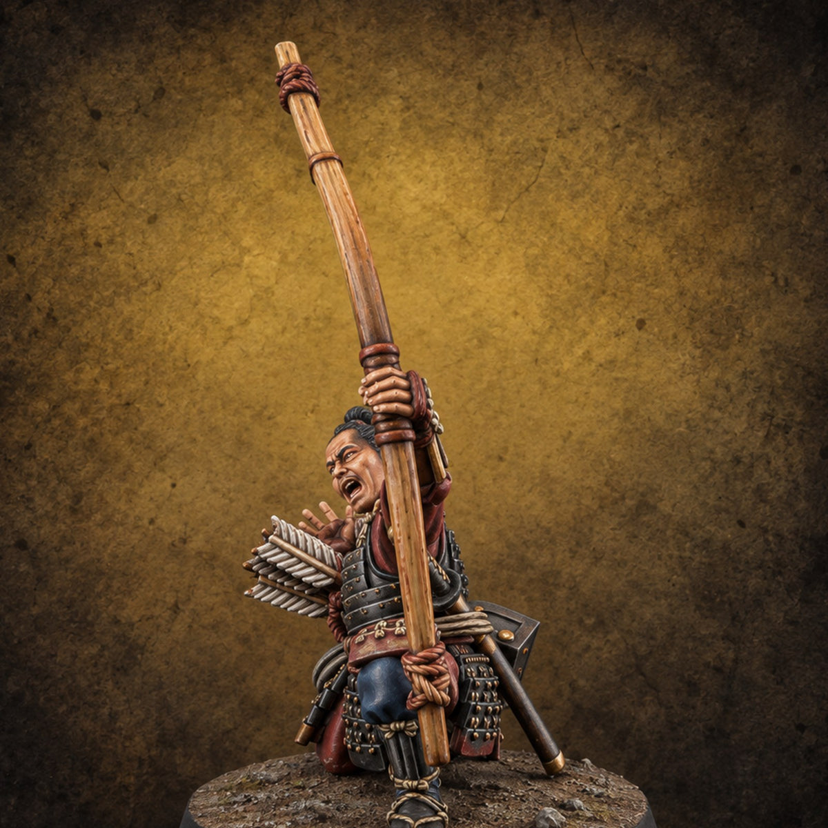 Bowstrings Taut Human Ashigaru Archer E — painted concept preview (miniature supplied unpainted)