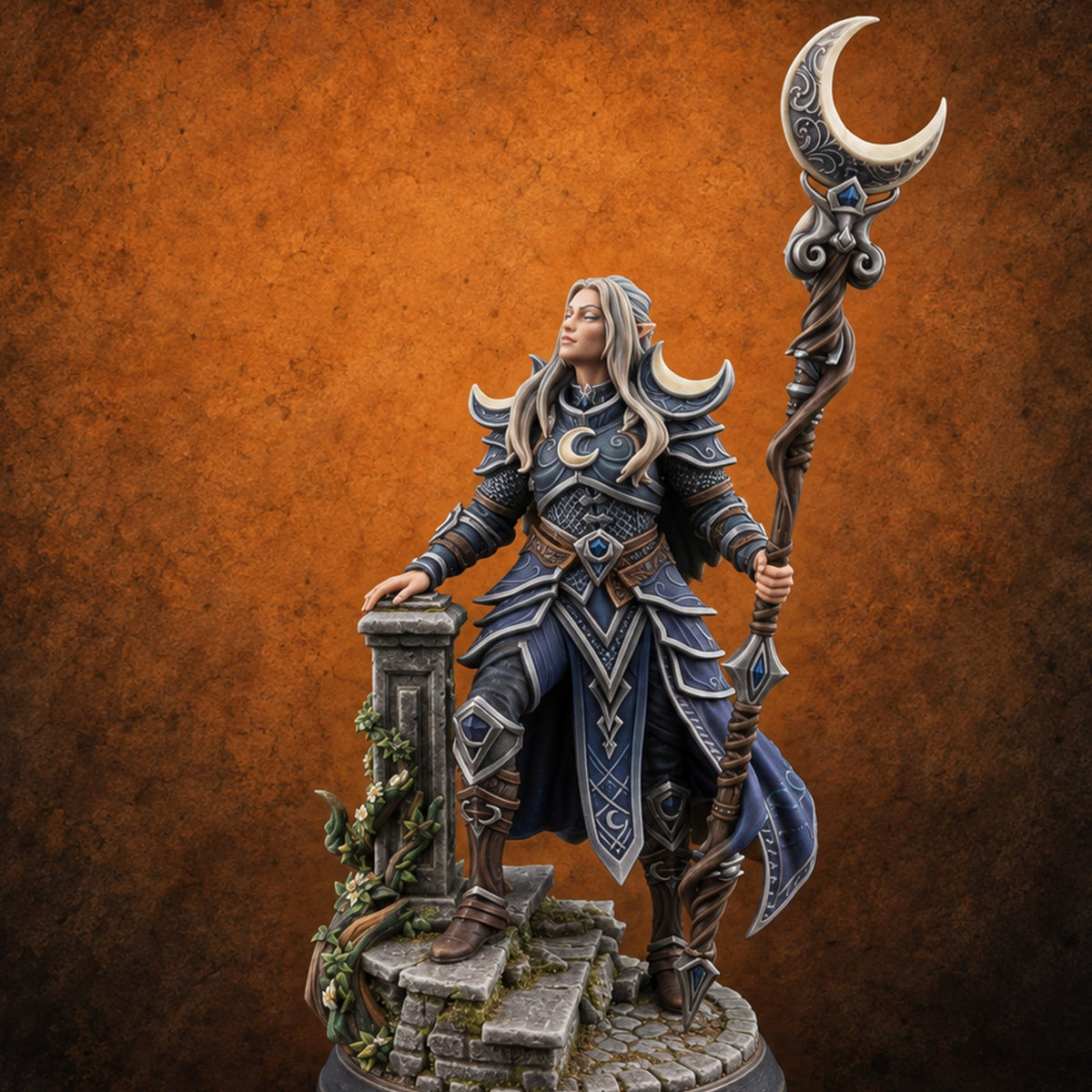 Night Has Its Warden Elf Moon Arch-Warden — painted concept preview (miniature supplied unpainted)