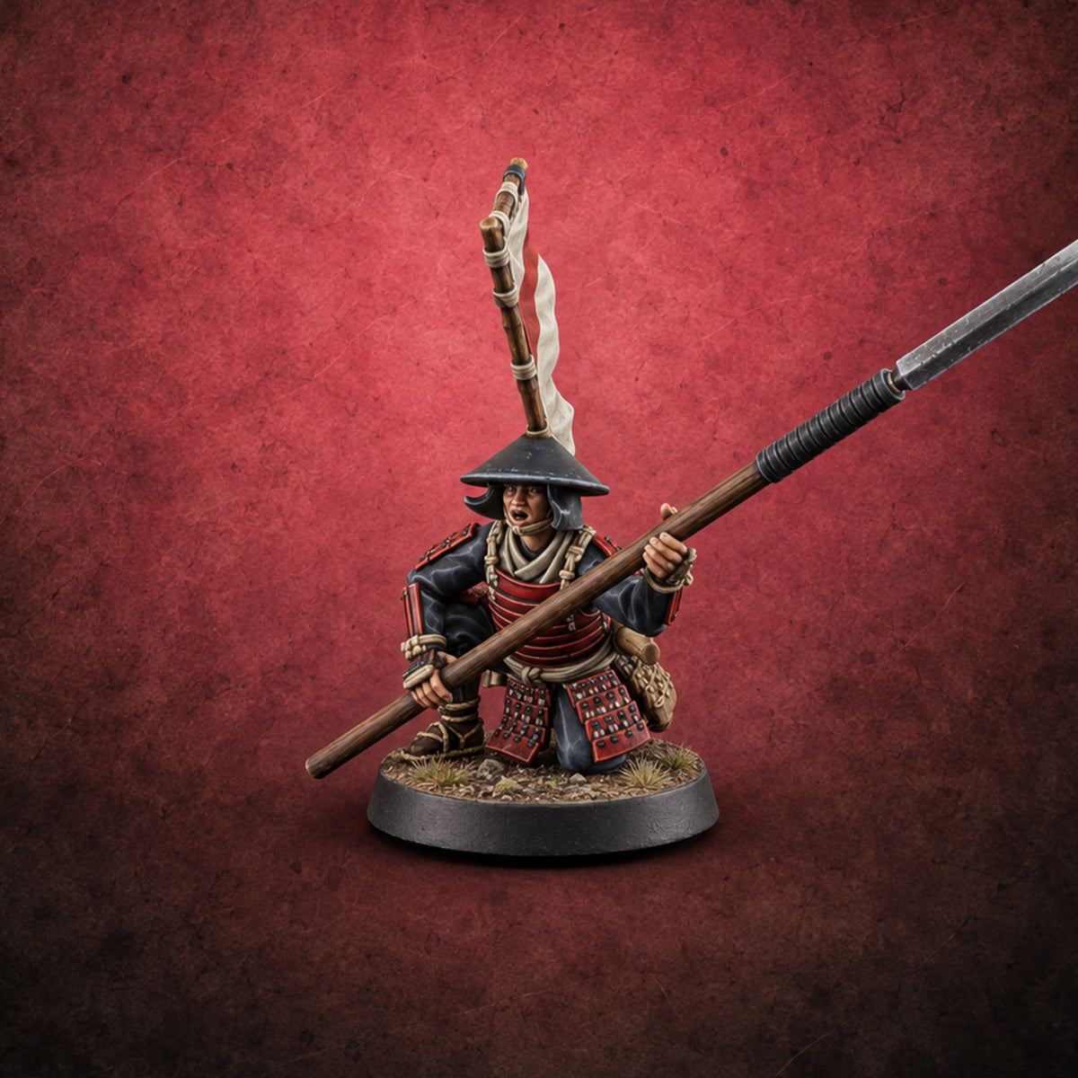 Holding the Line Human Ashigaru Spearman B — painted concept preview (miniature supplied unpainted)