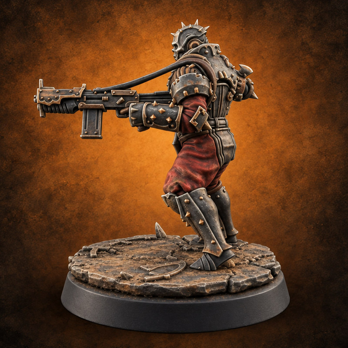 Spikes, Smoke and Scripture Human Spiked-Armour Soldier H — painted concept preview (miniature supplied unpainted)