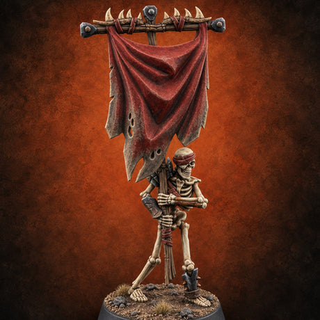 Long Dead, Still Enlisted Skeleton Warrior A — painted concept preview (miniature supplied unpainted)