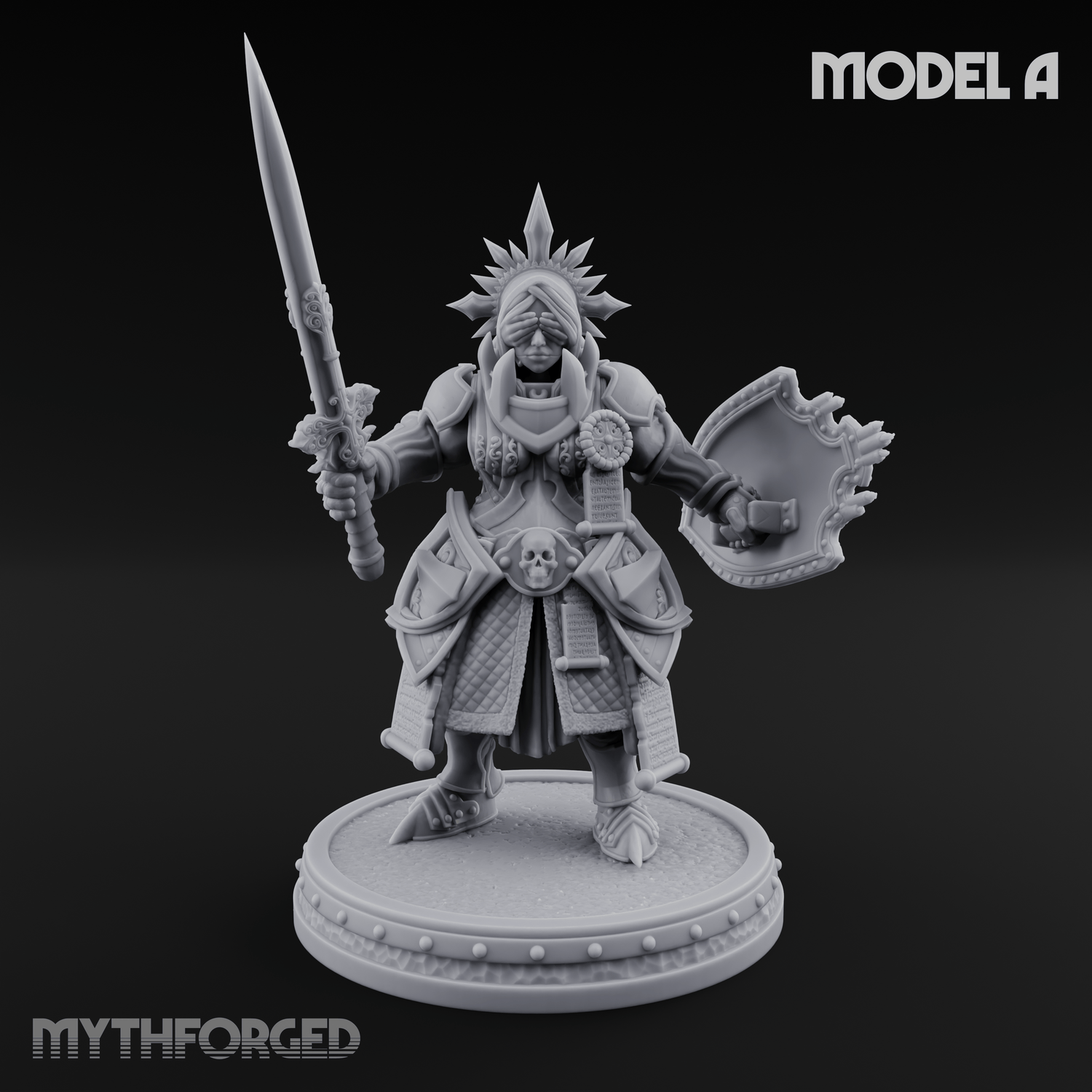 The Unseeing Holy Paladin Order Miniature for Dungeons and Dragons, Pathfinder or other TTRPGs