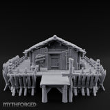 Palisade-Ringed Plank-Decked Frontier Supply Store Miniature for Dungeons and Dragons, Pathfinder or other TTRPGs