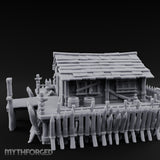 Palisade-Ringed Plank-Decked Frontier Supply Store Miniature for Dungeons and Dragons, Pathfinder or other TTRPGs