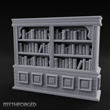 Panel-Drawered Tome-Packed Noble Library Bookcase Miniature for Dungeons and Dragons, Pathfinder or other TTRPGs