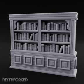 Panel-Drawered Tome-Packed Noble Library Bookcase Miniature for Dungeons and Dragons, Pathfinder or other TTRPGs