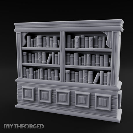 Panel-Drawered Tome-Packed Noble Library Bookcase Miniature for Dungeons and Dragons, Pathfinder or other TTRPGs