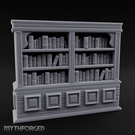 Panel-Drawered Tome-Packed Noble Library Bookcase Miniature for Dungeons and Dragons, Pathfinder or other TTRPGs