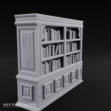 Panel-Drawered Tome-Packed Noble Library Bookcase Miniature for Dungeons and Dragons, Pathfinder or other TTRPGs