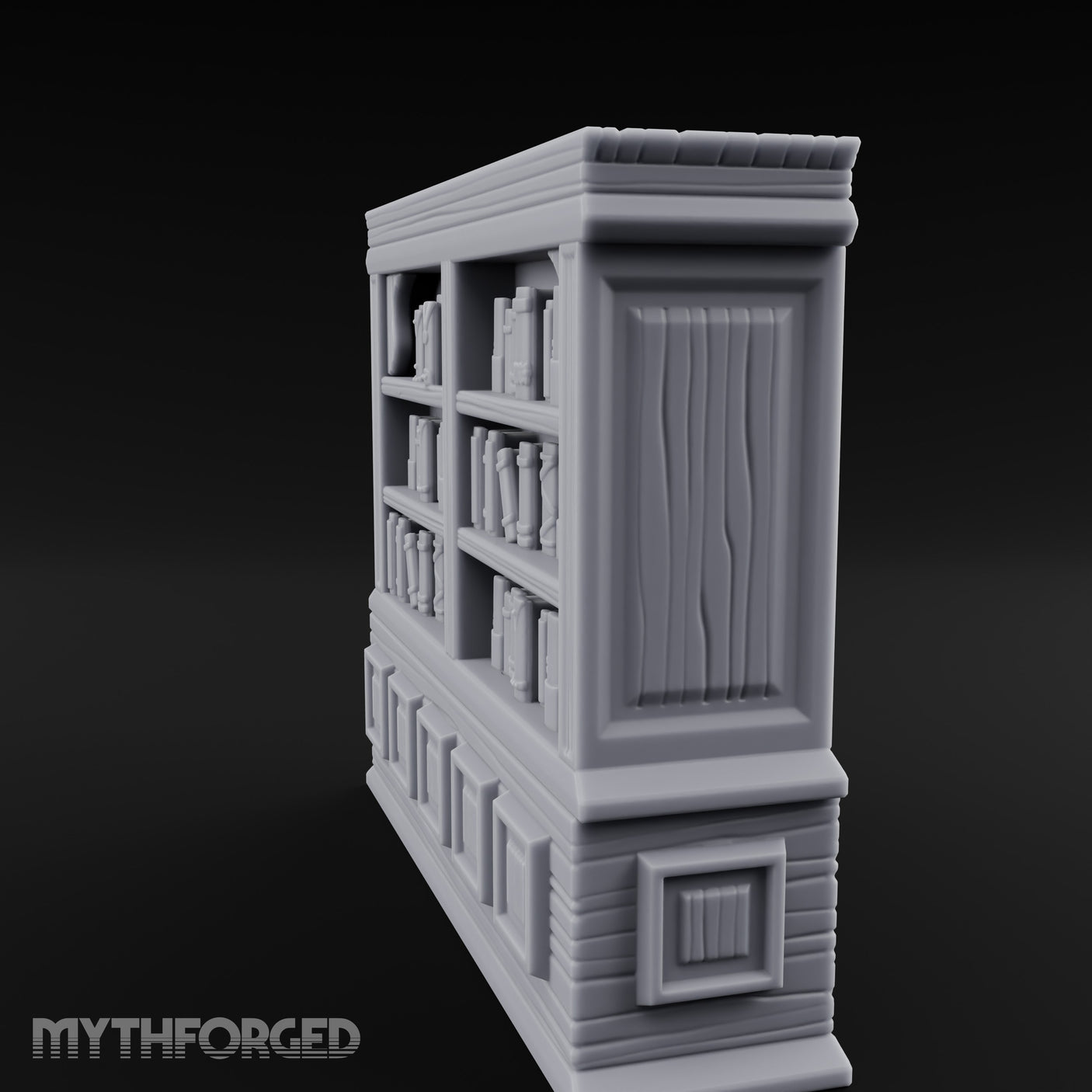 Panel-Drawered Tome-Packed Noble Library Bookcase Miniature for Dungeons and Dragons, Pathfinder or other TTRPGs