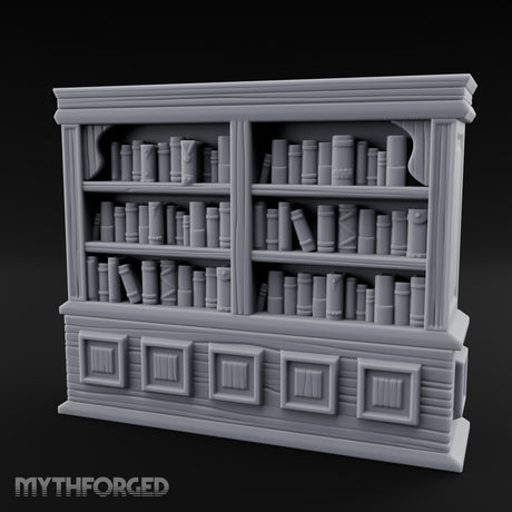 Panel-Drawered Tome-Packed Noble Library Bookcase Miniature for Dungeons and Dragons, Pathfinder or other TTRPGs