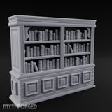 Panel-Drawered Tome-Packed Noble Library Bookcase Miniature for Dungeons and Dragons, Pathfinder or other TTRPGs