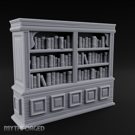 Panel-Drawered Tome-Packed Noble Library Bookcase Miniature for Dungeons and Dragons, Pathfinder or other TTRPGs