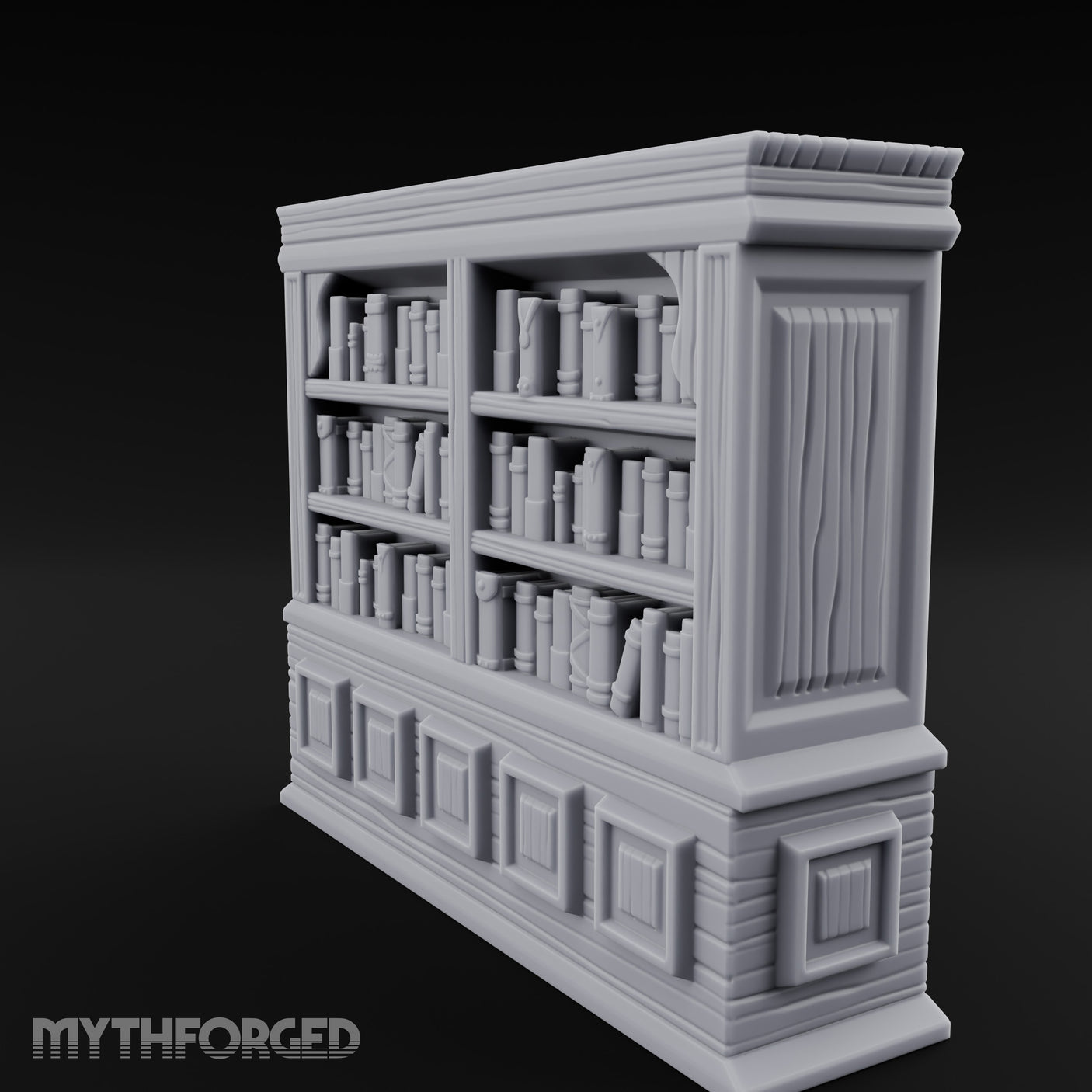 Panel-Drawered Tome-Packed Noble Library Bookcase Miniature for Dungeons and Dragons, Pathfinder or other TTRPGs