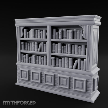Panel-Drawered Tome-Packed Noble Library Bookcase Miniature for Dungeons and Dragons, Pathfinder or other TTRPGs