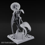 Parasol Twirling Floating Sorcereress Miniature for Dungeons and Dragons, Pathfinder or other TTRPGs