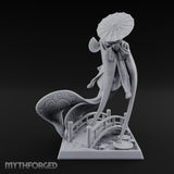Parasol Twirling Floating Sorcereress Miniature for Dungeons and Dragons, Pathfinder or other TTRPGs