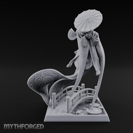 Parasol Twirling Floating Sorcereress Miniature for Dungeons and Dragons, Pathfinder or other TTRPGs