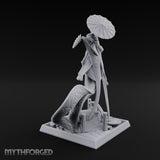Parasol Twirling Floating Sorcereress Miniature for Dungeons and Dragons, Pathfinder or other TTRPGs