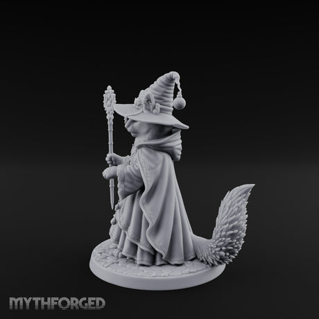 Paw Staff Holding Tabaxi Wizard Miniature for Dungeons and Dragons, Pathfinder or other TTRPGs