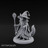 Paw Staff Holding Tabaxi Wizard Miniature for Dungeons and Dragons, Pathfinder or other TTRPGs