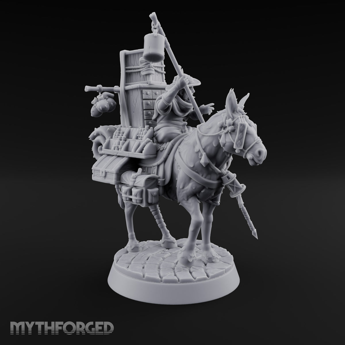 Whole Shop on Four Hooves Human Peddler on Mule
