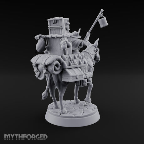Whole Shop on Four Hooves Human Peddler on Mule
