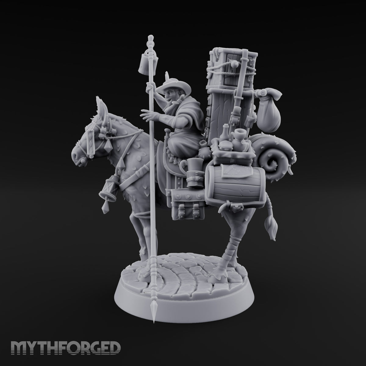 Whole Shop on Four Hooves Human Peddler on Mule