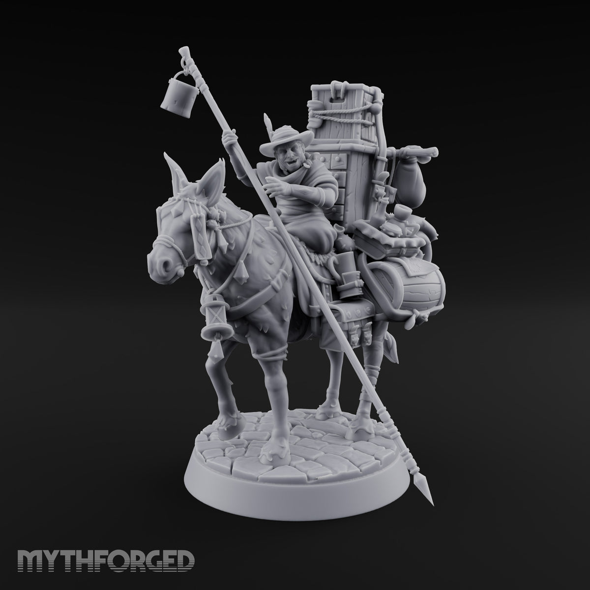 Whole Shop on Four Hooves Human Peddler on Mule
